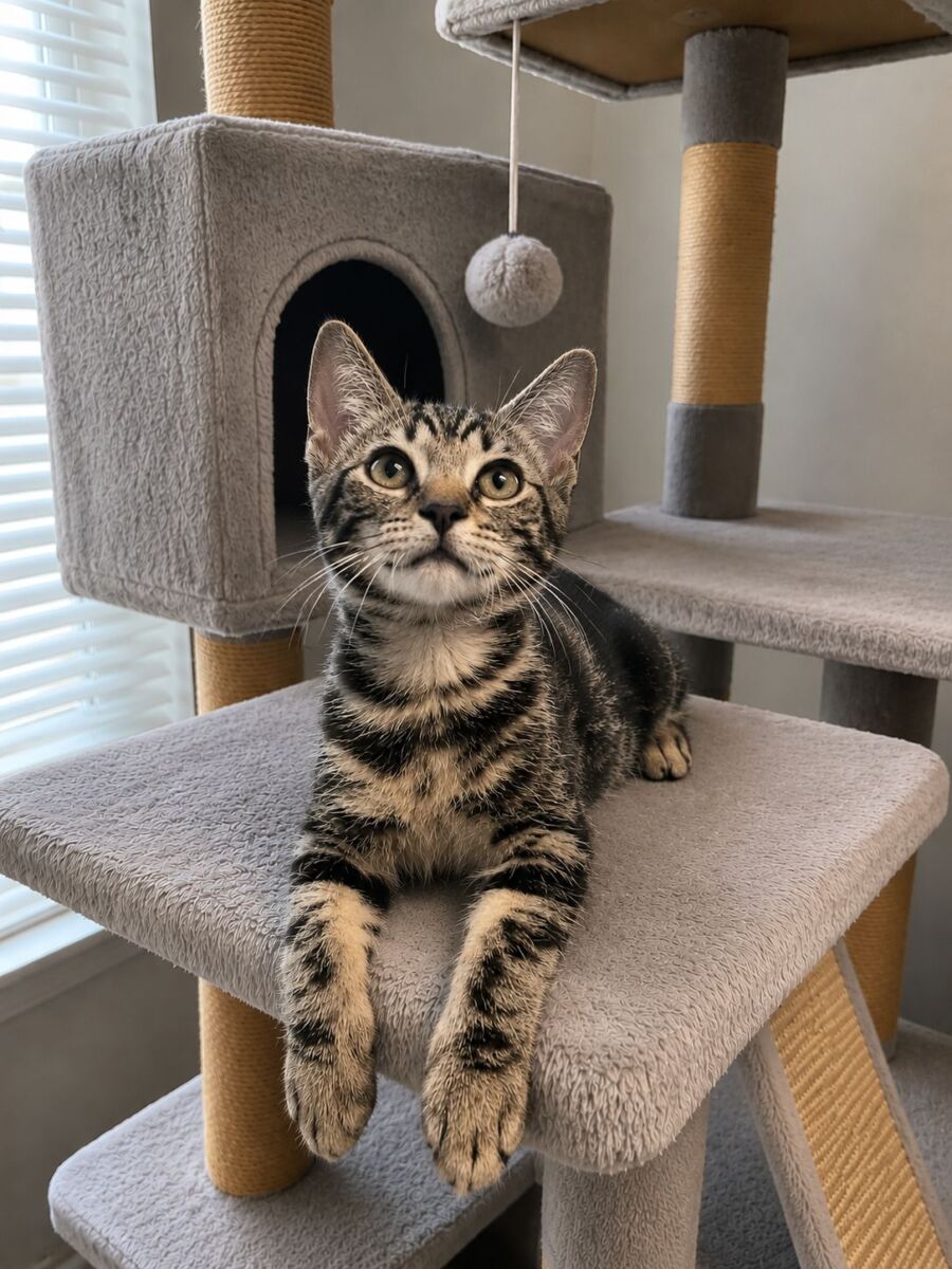 Melly on cat tree